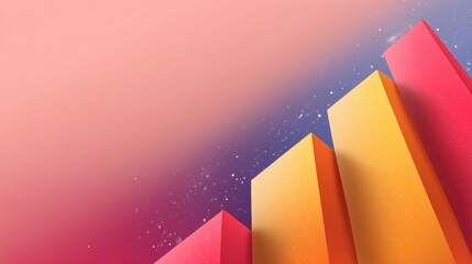 Vibrant geometric shapes with gradients and stars on a soft background creating a modern abstract digital art atmosphere for creative projects