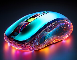 futuristic organic gaming mouse concept with vibrant rgb lighting