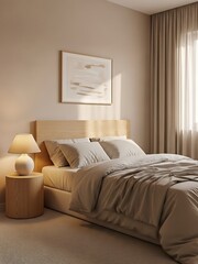 Serene Bedroom Retreat Featuring Neutral Tones and Minimalist Decor