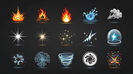 Collection of Weather and Element Icons Set.