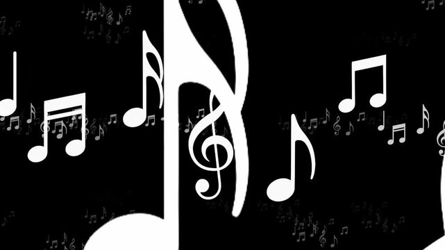  musical notes flying , curve trail white notas music and song isolated overlay social media motion design element