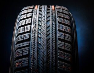 a well worn tire rests on a bright surface showcasing its tread and unique patterns
