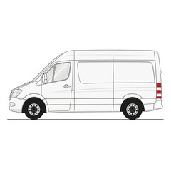 Side profile illustration of a white cargo delivery van.