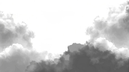 Obraz premium A grayscale image of fluffy clouds in the sky isolated on white background