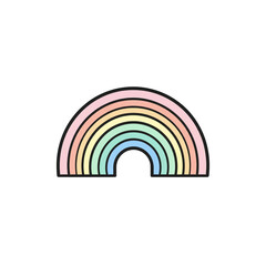 Cute Pastel Rainbow Vector Illustration Isolated on Gray