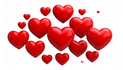 Group Of Red Hearts Floating Against White Background Symbolizing Love Affection And Romance