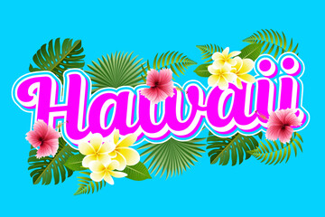 hawaii tropical paradise floral typography lettering editable text effect font style template design