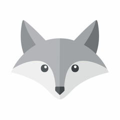 Abstract Grey Wolf Face Illustration Vector, Geometric, Minimalist, Graphic Animal Portrait, Design Element for Logo or Icon