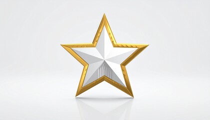 Obraz premium Metallic Star Emblem on White Surface with Gold Detailing and Shadows
