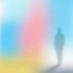 Blurred Human Silhouette in Soft Gradient Space Abstract Business Background