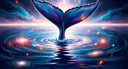 Futuristic glowing wings made of energy lines on dark cosmic background