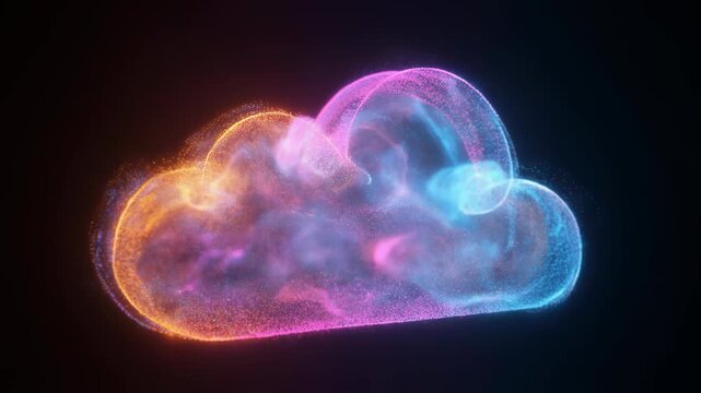 Abstract Neon Cloud Formation Glowing with Vibrant Colors.