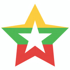 Obraz premium Striking star design showcasing vibrant yellow, green, and red hues for patriotic and artistic projects