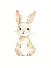 Obraz premium Cute watercolor bunny illustration for nursery and kids decor