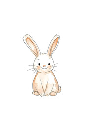 Fototapeta premium Cute watercolor bunny illustration for nursery and kids decor