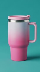 Obraz premium Pink and white gradient travel mug