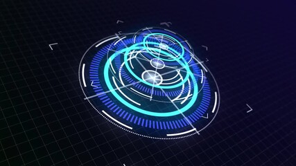 Hud circle futuristic target data interface technology for digital displays, tech presentations, and abstract backgrounds. - Powered by Adobe