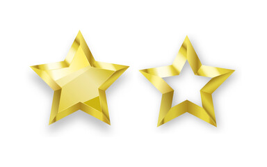 Obraz premium Golden Star Icons Set Isolated on White Background