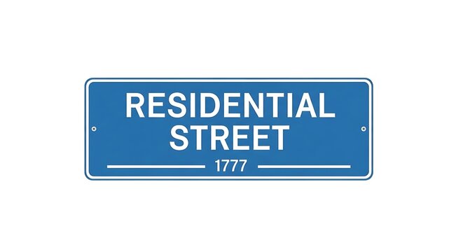 Blue Residential Street Sign with Number 1777.