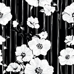 A collection of seamless black and white patterns featuring floral, abstract, ornamental, and wavy line motifs. Ideal for fabric, wallpaper, kimono design, and elegant backgrounds.