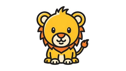 Obraz premium Cute Cartoon Lion Character Illustration.