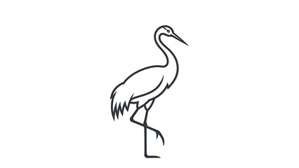 Fototapeta premium Simple Line Drawing of a Crane Bird.