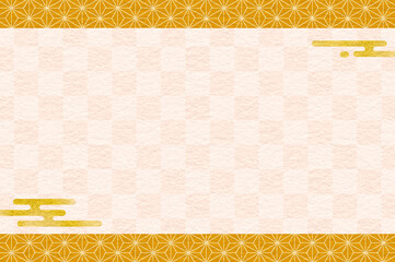和柄　市松模様　麻の葉　文様　和紙　年賀　正月　お歳暮　和風　枠　和　素材　和モダン　おしゃれ　上品　シンプル　Japanese pattern.Celebration Frame.