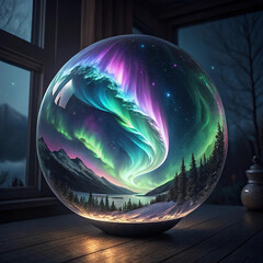 Northern Lights in a Glass Orb
