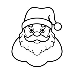Cute Santa Face Icon | Big Beard Christmas Head Outline
