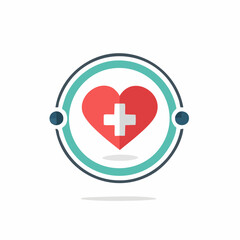Obraz premium Medical Heart Icon in Circle with Cross Symbol for Healthcare or Charity