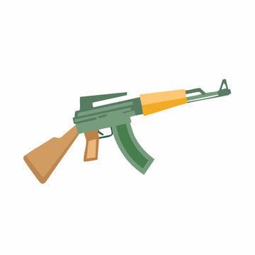 AK 47 machine gun flat icon weapon firearm defense military object