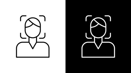 Facial Recognition Outline White Icon Set Design
