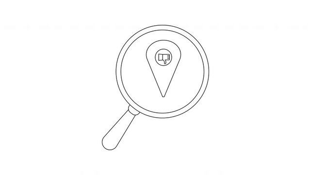 A magnifying glass focuses on a map marker displaying a thumbsdown symbol