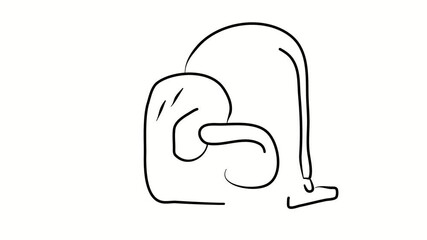 Vacuum cleaner. Contour drawing, silhouett animation. Video 4k  object illustration, minimalism sketch design modern new