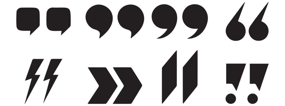 Quotation Marks Icons Set: Quotes, Apostrophe, Exclamation