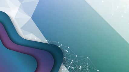 Abstract Blue Green Wavy Shapes Design.