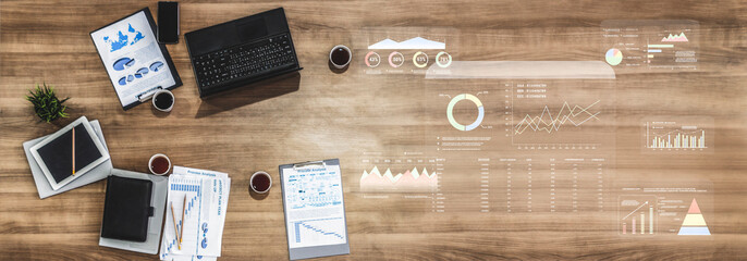 A financial and marketing KPI dashboard for business analytics and strategy. A report showing profit, revenue, and customer conversion rate data. Motif