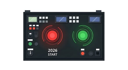 Fototapeta premium Control Panel with Red and Green Buttons.