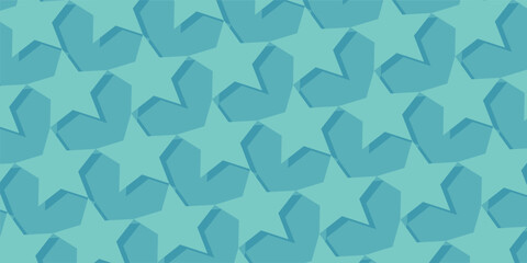 Seamless Abstract Star Geometric Pattern in Turquoise Blue Tones