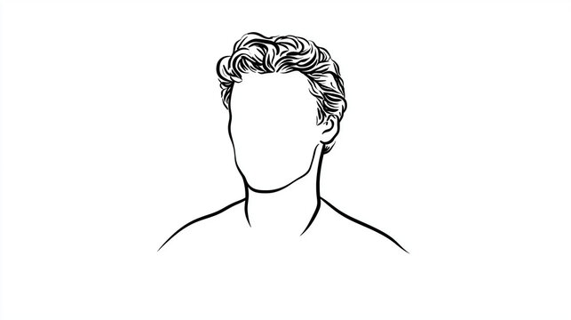 顔の輪郭を省略した人物の上半身を描いたミニマルな線画イラスト