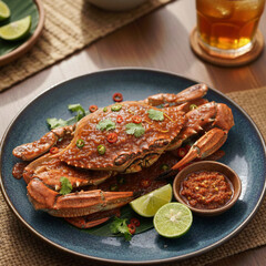 Spicy Crab Served On Plate