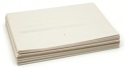 Blank White Paper Stack or Cards Isolated on White Background Copy Space for Text and Design