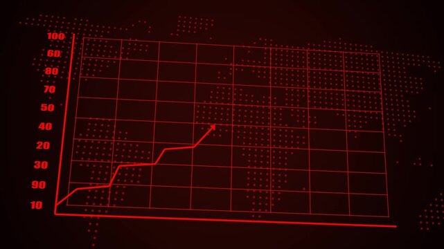 Red Line Graph Showing Upward Trend Over Dotted World Map Background chart data - Powered by Adobe