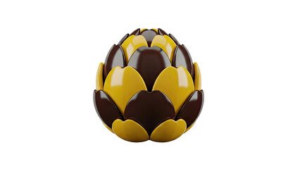 Obraz premium 3D Chocolate Easter Egg with Petal Design on transparent background