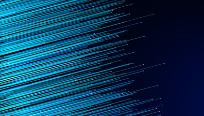 Obraz premium Digital Data Stream with Glowing Blue Lines on Dark Background