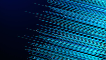 Obraz premium Digital Data Stream with Glowing Blue Lines on Dark Background