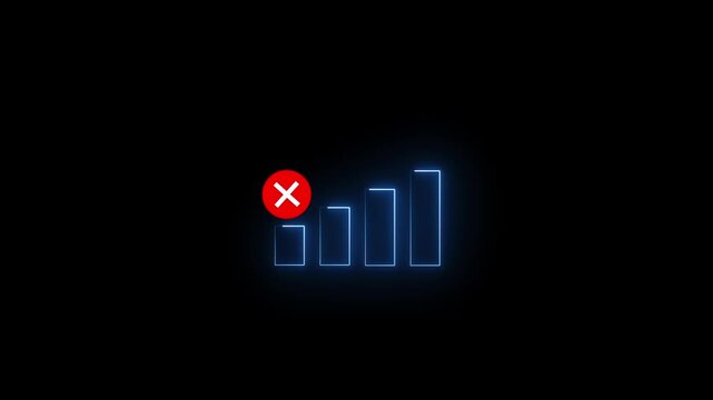 red error icon with glowing digital number counter for failed status interface animation.