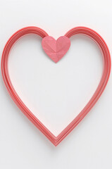 春のギフトシーズンに使える紙質の温かみあるハート枠の縦背景. 生成AI