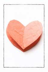 バレンタイン向け連続線ハートボーダーと紙ハートの縦背景デザイン. 生成AI