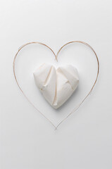 グリーティングカード用の一筆書きハートフレームと紙素材の温かみ. 生成AI